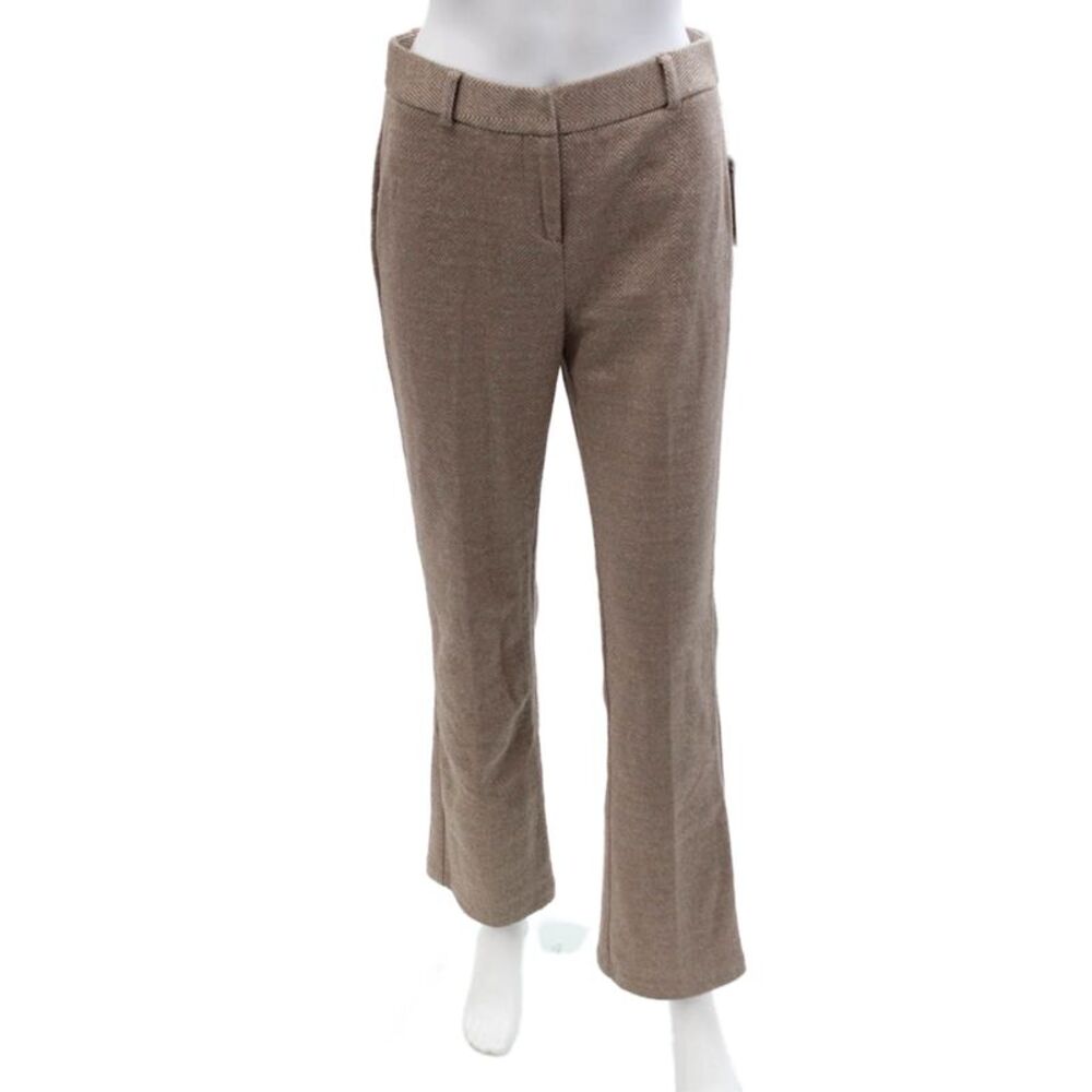 Amanda + Chelsea Womens Dress Pants Beige Herringbone Hook Eye 28in Size 2